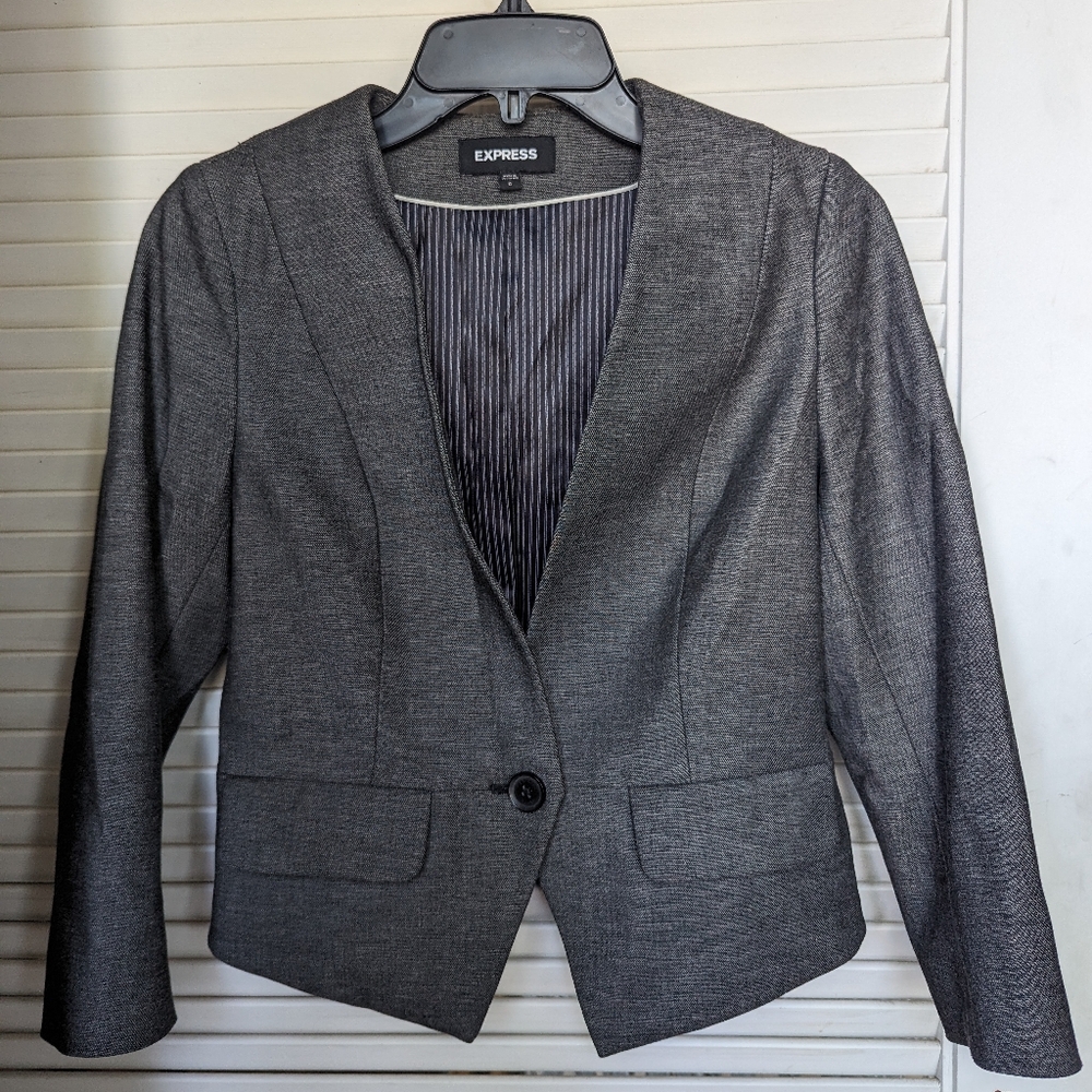 Express cropped blazer, gray, size 0